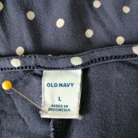 Old Navy Womens Navy Blue Long Sleeve Polka Dot Comfy Swing Dress Size Large - Picture 5 of 7